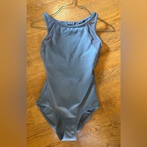 Capezio Gray Sleeveless leotard - partial mess top and back - XS